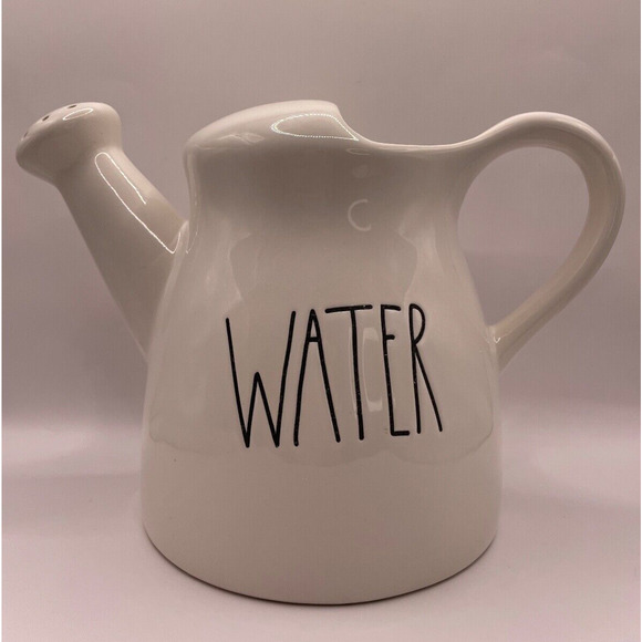 RAE DUNN " WATER " Watering Can/Pitcher Cream Color With Black Letters - Picture 1 of 7